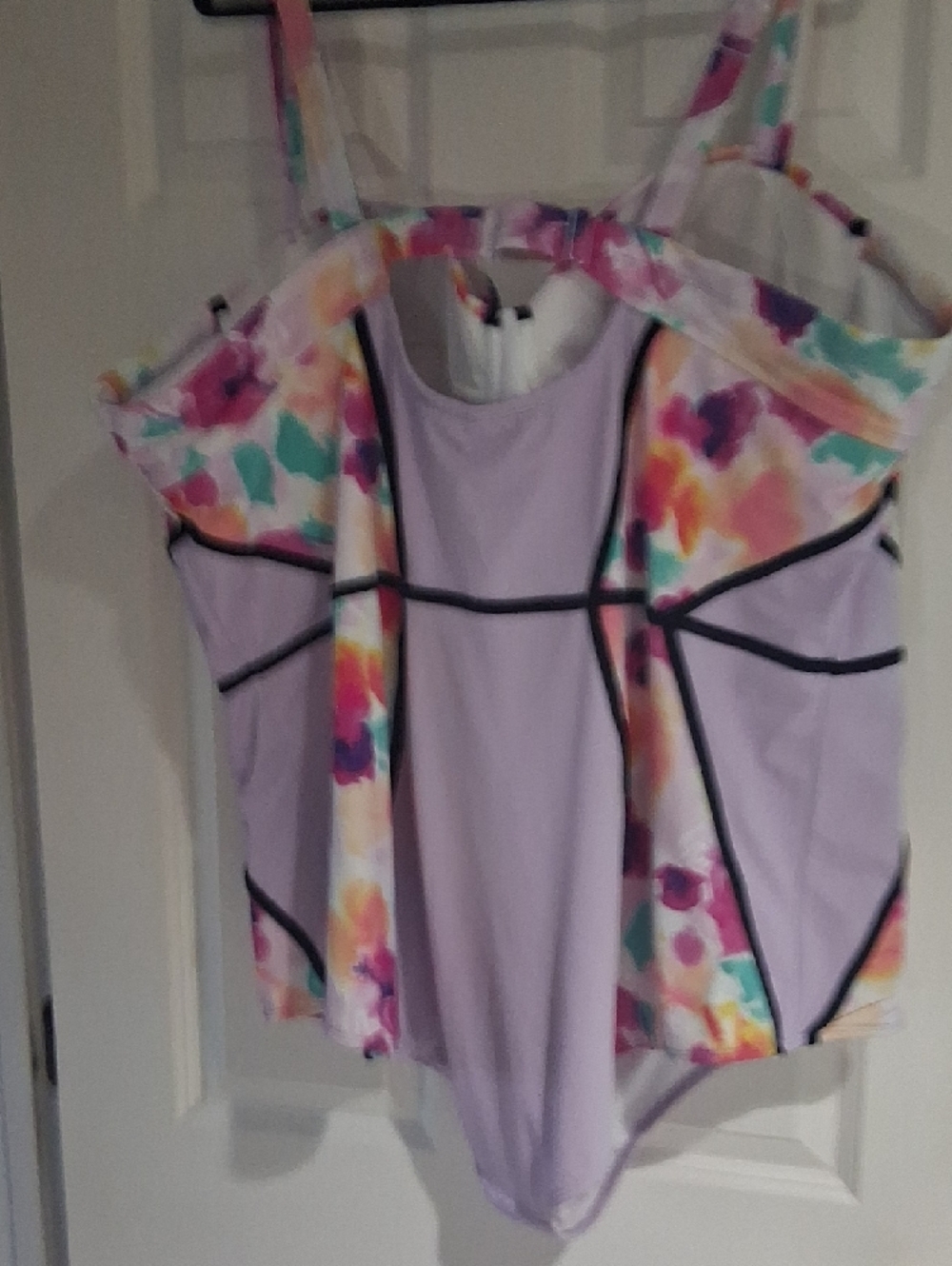 torrid  Lavender Swim Top with Floral Accent - Picture 4 of 5